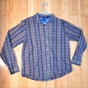 Dockers Brown Plaid Mens L Long-Sleeve Buttondown Shirt